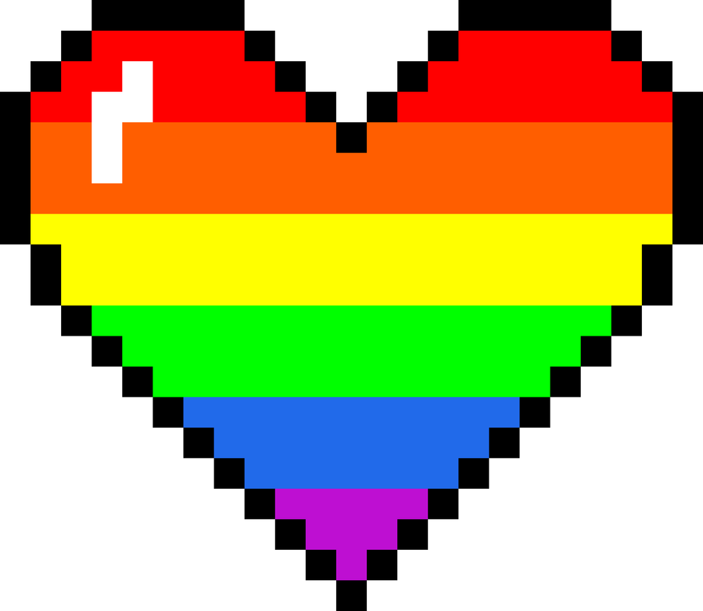 Rainbow pride pixel heart